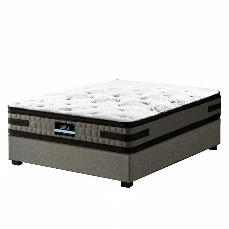 Artiss KING SINGLE Gas Lift Bed Frame Grey + Giselle 36cm Mattress