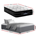 Artiss KING SINGLE Gas Lift Bed Frame Grey + Giselle 36cm Mattress