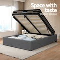 Artiss KING SINGLE Gas Lift Bed Frame Grey + Giselle 36cm Mattress