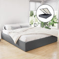 Artiss KING Bed Frame Gas Lift Storage Base Grey TOKI