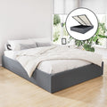 Artiss Queen Gas Lift Bed Frame Grey Storage Base TOKI