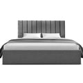 Artiss KING Bed Frame Storage Grey Velvet Gas Lift Platform