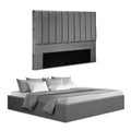 Artiss KING Bed Frame Storage Grey Velvet Gas Lift Platform