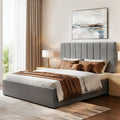 Artiss QUEEN Bed Frame Grey Velvet Gas Lift Storage Platform