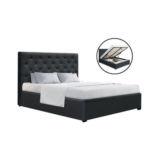 Artiss DOUBLE Bed Frame Gas Lift Storage Charcoal