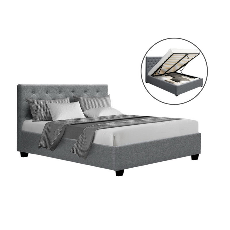 Artiss DOUBLE Bed Frame Gas Lift Grey VILA