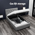 Artiss KING SINGLE Gas Lift Bed Frame Grey VILA