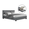 Artiss QUEEN Gas Lift Bed Frame Grey Storage