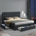 Artiss DOUBLE Bed Frame 4 Drawers Grey AVIO Storage