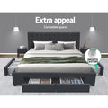Artiss KING Bed Frame 4 Drawers Charcoal Storage