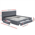 Artiss King Bed Frame 4 Drawers Grey Storage AVIO