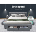 Artiss King Bed Frame 4 Drawers Grey Storage AVIO