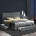 Artiss King Bed Frame 4 Drawers Grey Storage AVIO