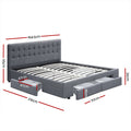 Artiss QUEEN Bed Frame 4 Drawer Storage Grey