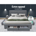 Artiss QUEEN Bed Frame 4 Drawer Storage Grey