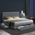 Artiss QUEEN Bed Frame 4 Drawer Storage Grey