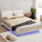 Artiss DOUBLE Bed Frame RGB LED Floating Beds Adjustable Headboard Beige White