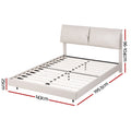 Artiss DOUBLE Bed Frame RGB LED Floating Beds Adjustable Headboard Beige White