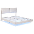 Artiss DOUBLE Bed Frame RGB LED Floating Beige White Adjustable