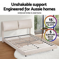 Artiss DOUBLE Bed Frame RGB LED Floating Beige White Adjustable