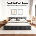 Artiss Double Bed Frame Plush Velvet Headboard Grey Platform