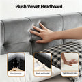 Artiss Double Bed Frame Plush Velvet Headboard Grey Platform