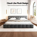Artiss Queen Bed Frame Grey Velvet Plush Headboard Platform