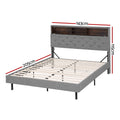Artiss Double Bed Frame LED Storage Shelf Grey Platform Base