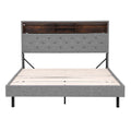 Artiss Double Bed Frame LED Storage Shelf Grey Platform Base