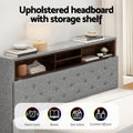 Artiss Double Bed Frame LED Storage Shelf Grey Platform Base