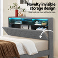 Artiss Double Bed Frame LED Storage Shelf Grey Platform Base