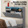 Artiss King Single Bed Frame LED Storage Grey Platform