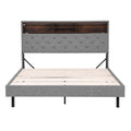 Artiss Queen Bed Frame LED Grey Storage Shelf Mattress Base
