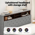 Artiss Queen Bed Frame LED Grey Storage Shelf Mattress Base
