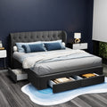 Artiss KING Bed Frame 4 Drawers Charcoal MILA Storage