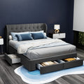Artiss QUEEN Bed Frame 4 Drawers Charcoal MILA