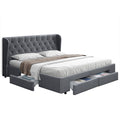 Artiss QUEEN Bed Frame 4 Drawers Grey MILA Storage