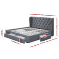 Artiss QUEEN Bed Frame 4 Drawers Grey MILA Storage