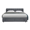 Artiss QUEEN Bed Frame 4 Drawers Grey MILA Storage