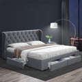 Artiss QUEEN Bed Frame 4 Drawers Grey MILA Storage