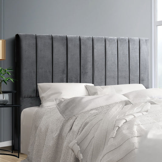 Artiss Bed Head Headboard KING Velvet - VELA Grey