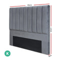 Artiss KING Bed Headboard Velvet Grey 200cm