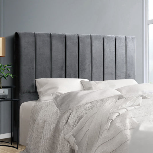 Artiss Bed Head Headboard QUEEN Velvet - VELA Grey