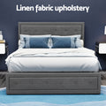 Artiss DOUBLE Bed Frame Gas Lift Storage Grey TIYO