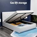 Artiss DOUBLE Bed Frame Gas Lift White Storage TIYO