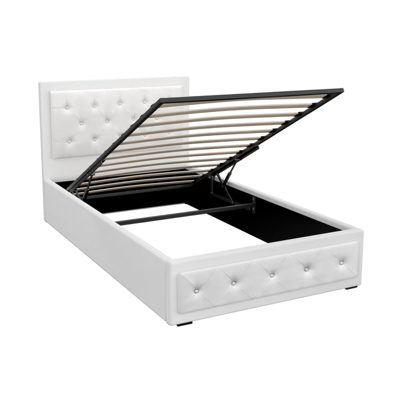 Artiss Gas Lift Bed Frame KING SINGLE White Storage