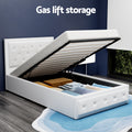 Artiss Gas Lift Bed Frame KING SINGLE White Storage