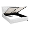 Artiss QUEEN Gas Lift Bed Frame White Storage TIYO