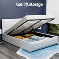 Artiss QUEEN Gas Lift Bed Frame White Storage TIYO