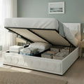 Artiss QUEEN Gas Lift Bed Frame White Storage TIYO